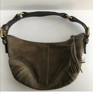 Vintage Coach Suede Brown Shoulder Hand Bag